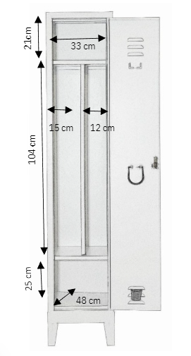 1-place clean and dirty changing room locker - depth 50 cm 