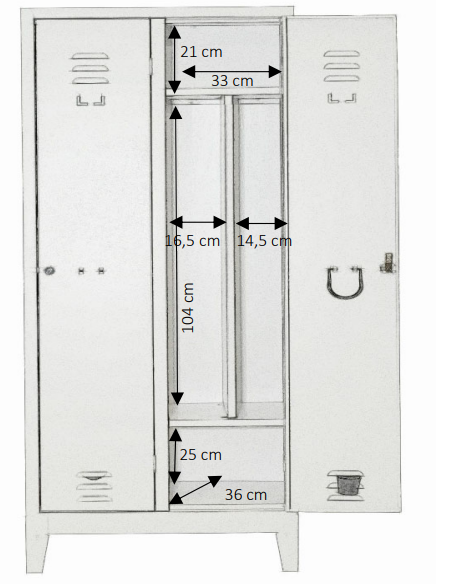 Armadio spogliatoio sporco pulito 2 posti - prof. 33-38 cm