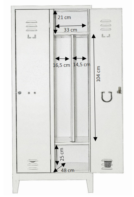 Armadio spogliatoio sporco pulito 2 posti - prof. 50 cm