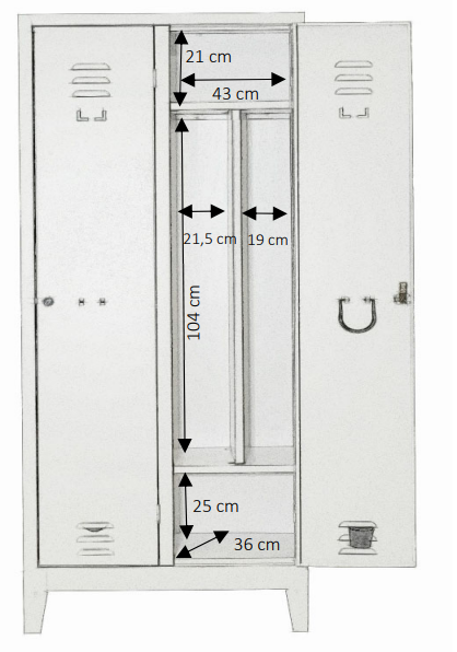Armadio spogliatoio sporco pulito 2 posti - prof. 33-38 cm
