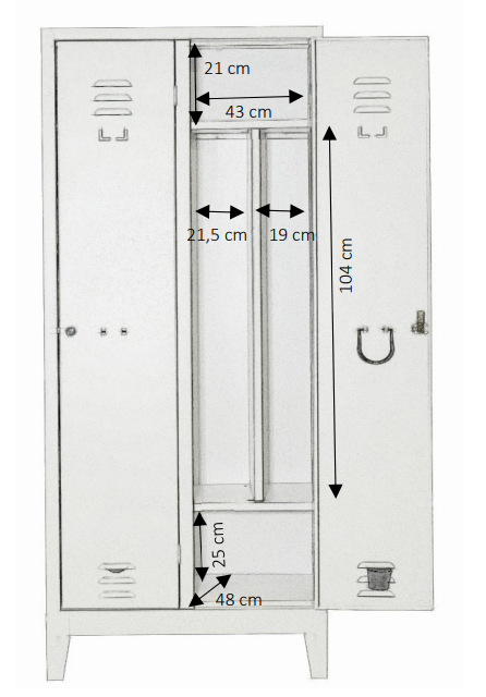 Armadio spogliatoio sporco pulito 2 posti - prof. 50 cm