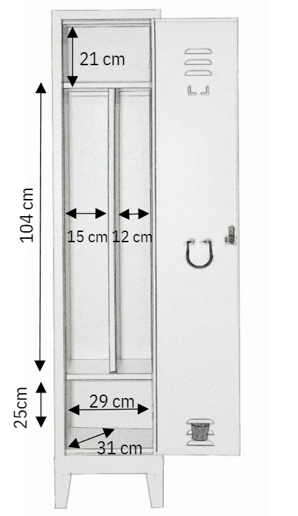1-place clean and dirty changing room closet - depth 33-38 cm 