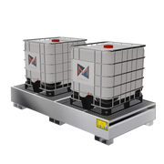 Metal collection tray for 2 x 1000 LT IBC tanks - Galvanized