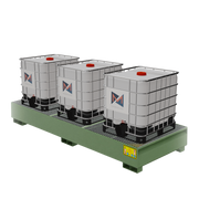 Vasca di raccolta in metallo per 3 cisternette da 1000 LT IBC - RAL 6011