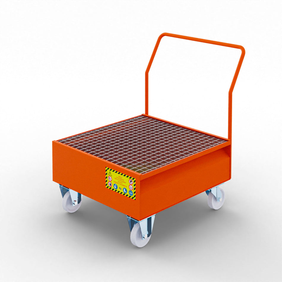 Trolley with metal collection tray for 1 drum 