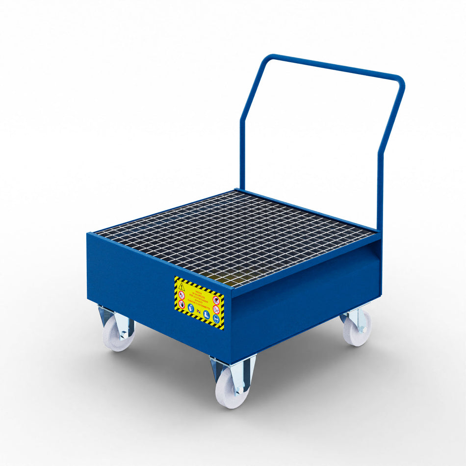 Trolley with metal collection tray for 1 drum 