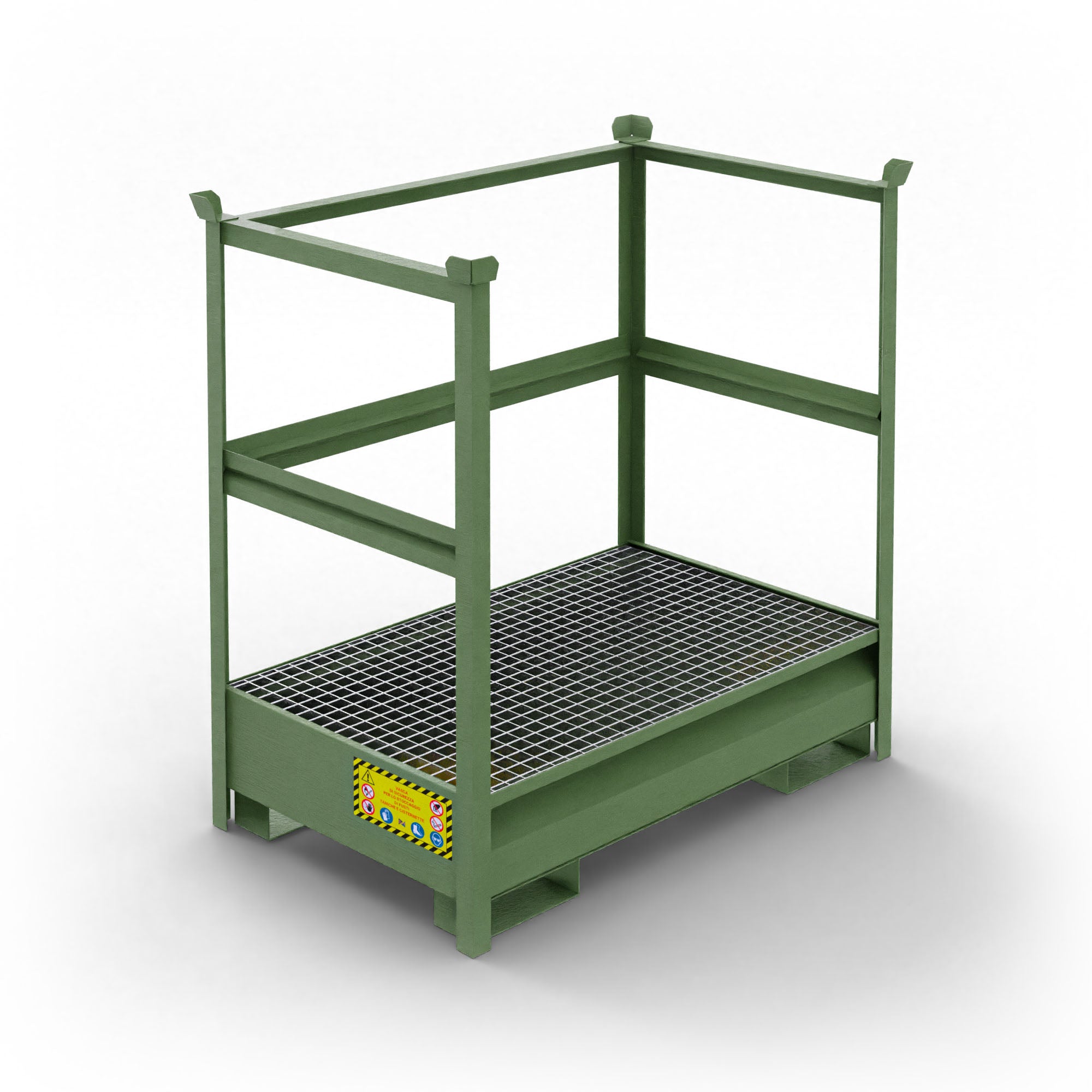 Vasca di raccolta in metallo sovrapponibile per 2 fusti da 200 LT