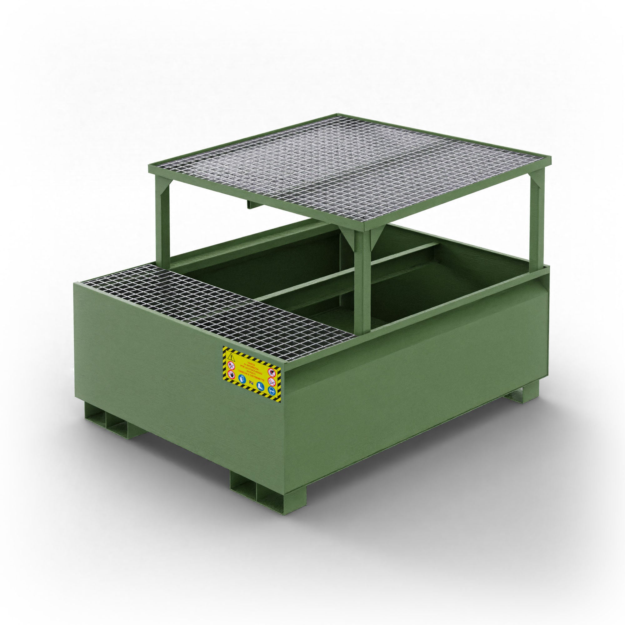 Vasca inclinata di raccolta in metallo per 1 cisternetta da 1000 LT IBC