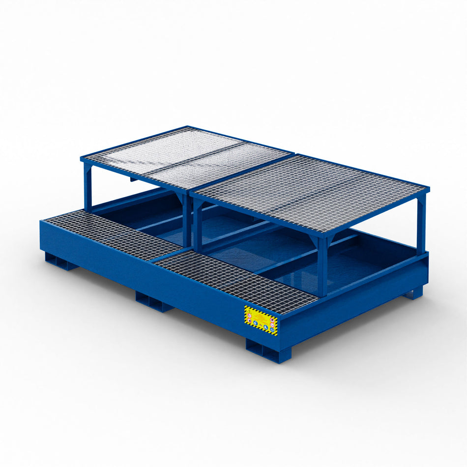 Geneigter Sammeltank aus Metall für 2 1000-Liter-IBC-Tanks 