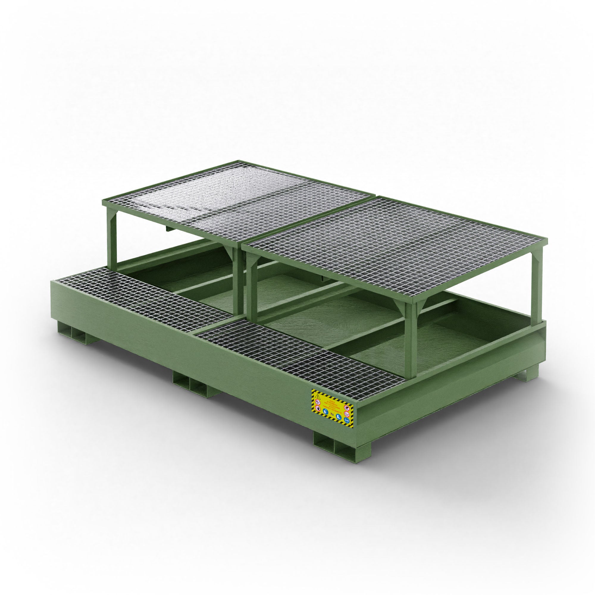 Vasca inclinata di raccolta in metallo per 2 cisternette da 1000 LT IBC