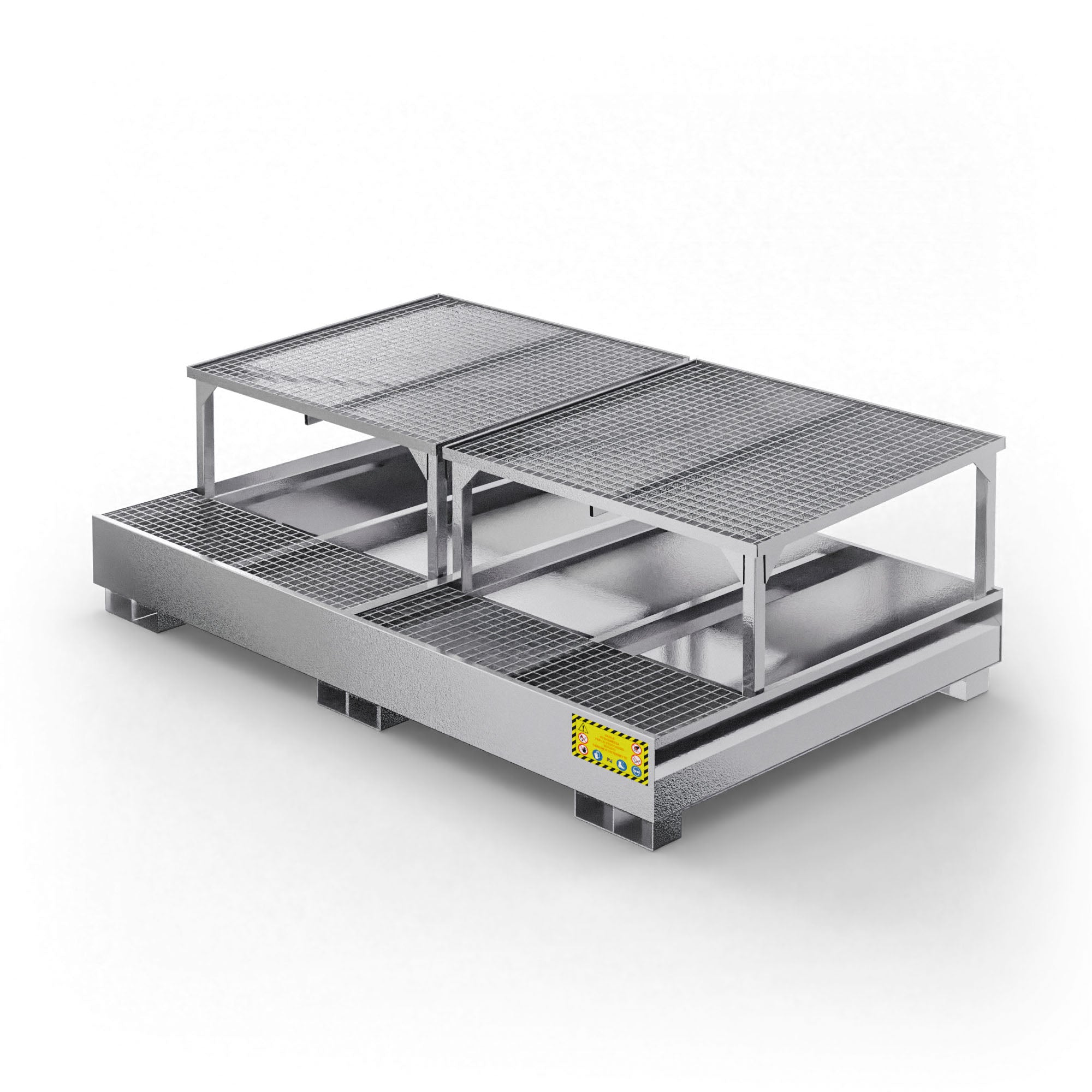 Vasca inclinata di raccolta in metallo per 2 cisternette da 1000 LT IBC