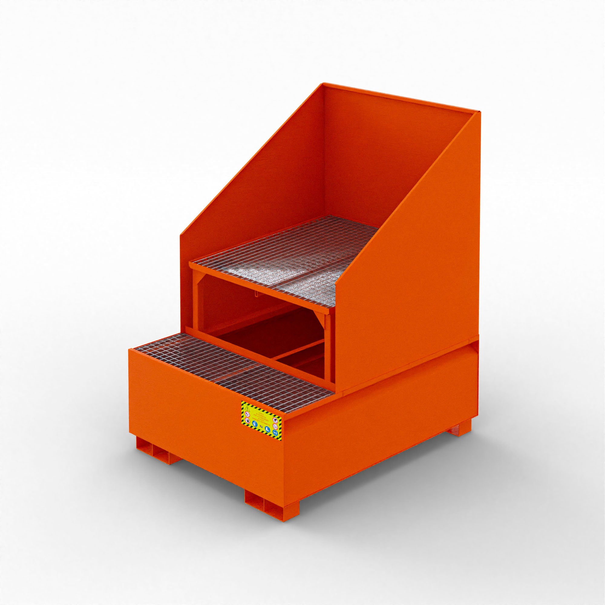 Vasca inclinata di raccolta in metallo con paraspruzzi per 1 cisternetta da 1000 LT IBC