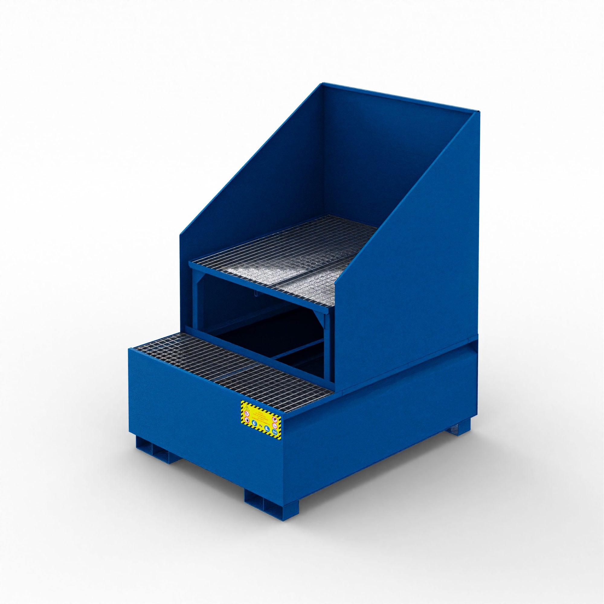 Vasca inclinata di raccolta in metallo con paraspruzzi per 1 cisternetta da 1000 LT IBC