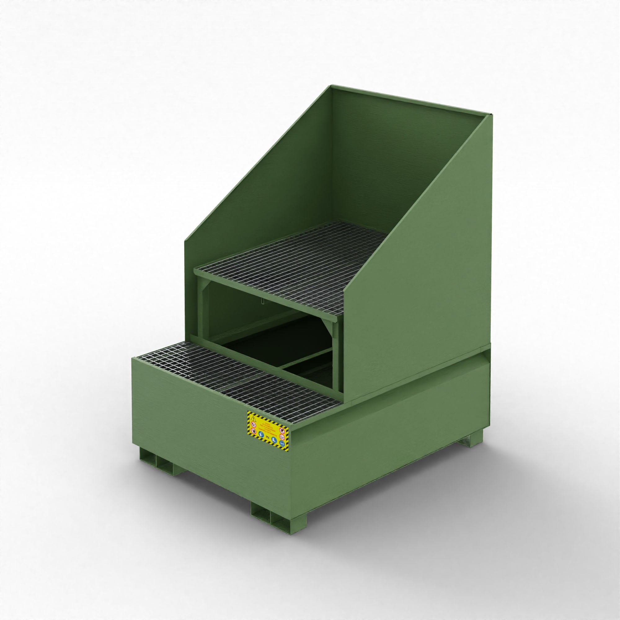 Vasca inclinata di raccolta in metallo con paraspruzzi per 1 cisternetta da 1000 LT IBC