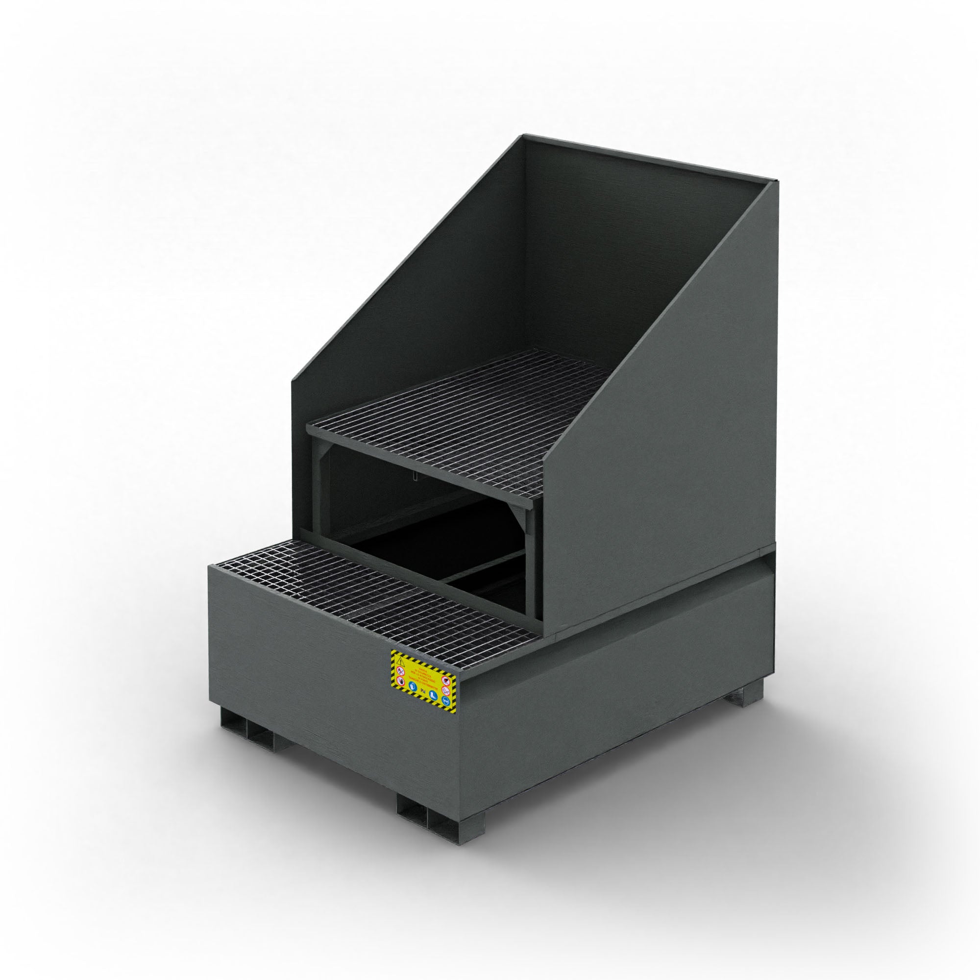 Vasca inclinata di raccolta in metallo con paraspruzzi per 1 cisternetta da 1000 LT IBC