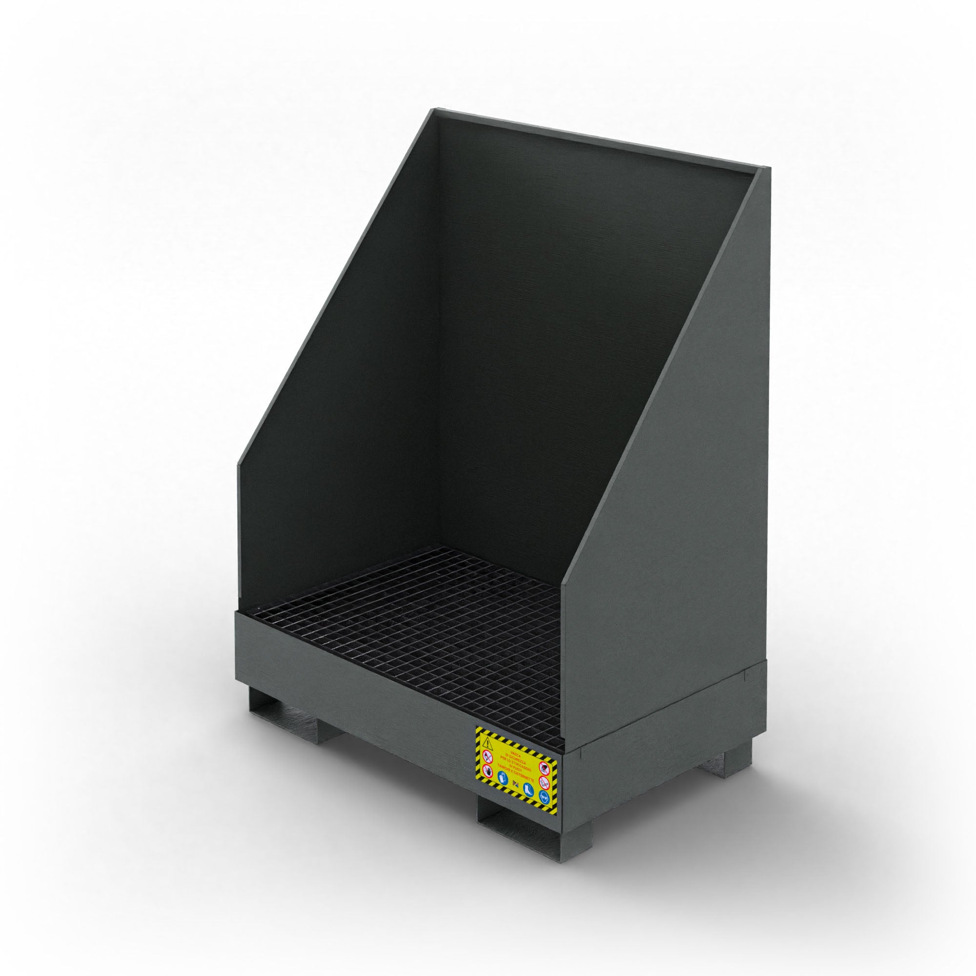 Vasca di raccolta con pareti paraspruzzi per 2 fusti da 200 LT