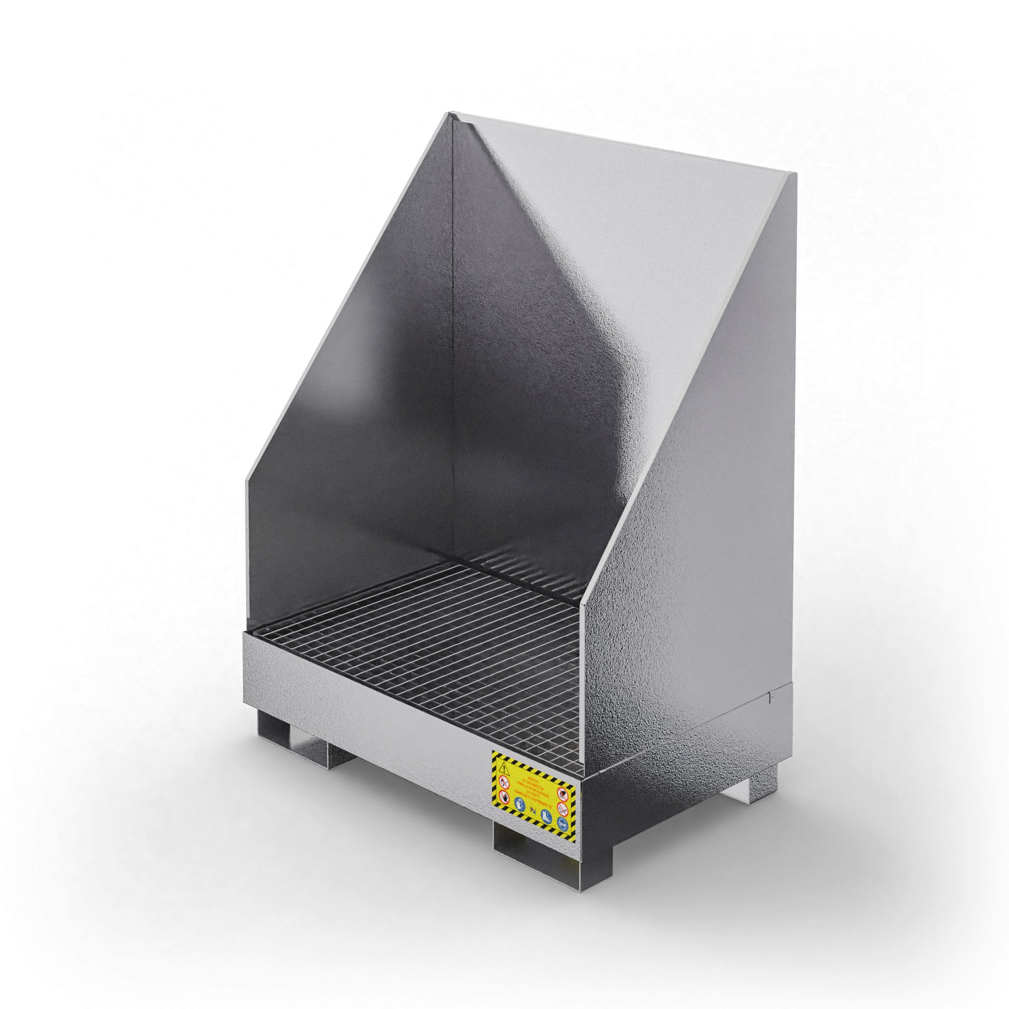 Vasca di raccolta con pareti paraspruzzi per 2 fusti da 200 LT