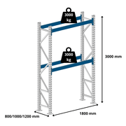Scaffale Portapallet – L 1800 x H 3000 mm – 3000 kg/livello