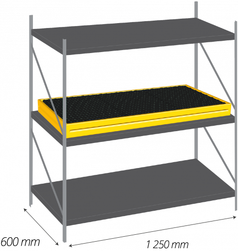 Vasca di raccolta in HDPE con griglia in PP - Capacità 55 L