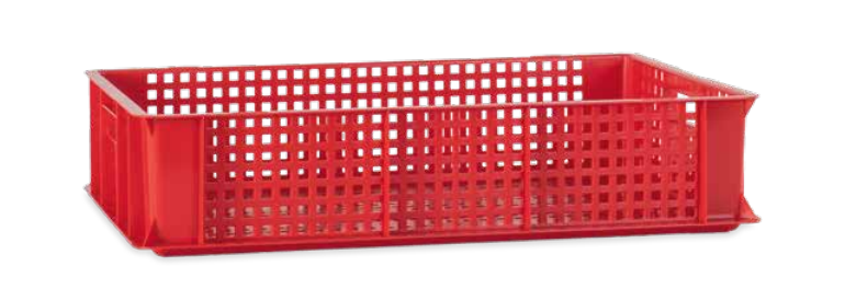 Rote Euro-Lochkiste aus Kunststoff 60x40x13 cm – 25 Liter