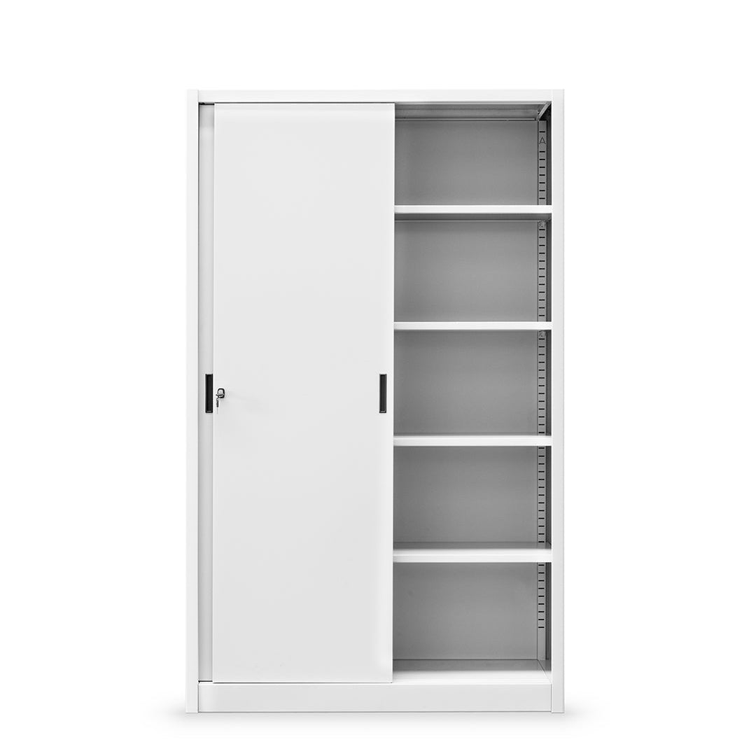 Armadio con porte in lamiera scorrevoli - 4/8 ripiani spostabili con bordi arrotondati