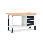 WORK15, Banco da lavoro con 1 armadio a cassetti con 4 cassetti