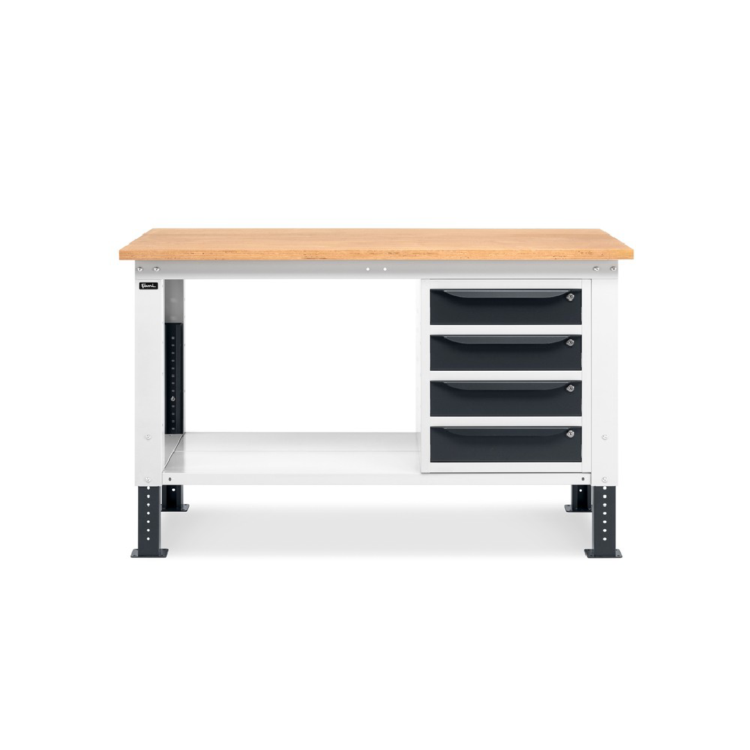 WORK15, Banco da lavoro con 1 armadio a cassetti con 4 cassetti
