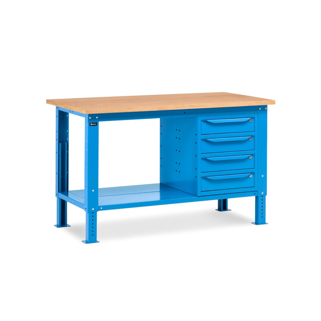 WORK15, Banco da lavoro con 1 armadio a cassetti con 4 cassetti