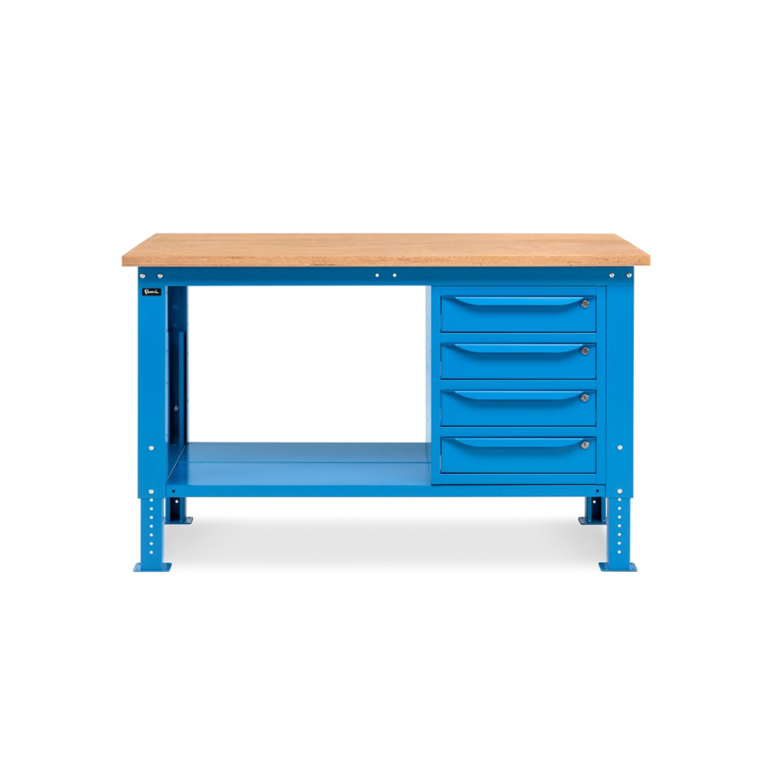 WORK15, Banco da lavoro con 1 armadio a cassetti con 4 cassetti