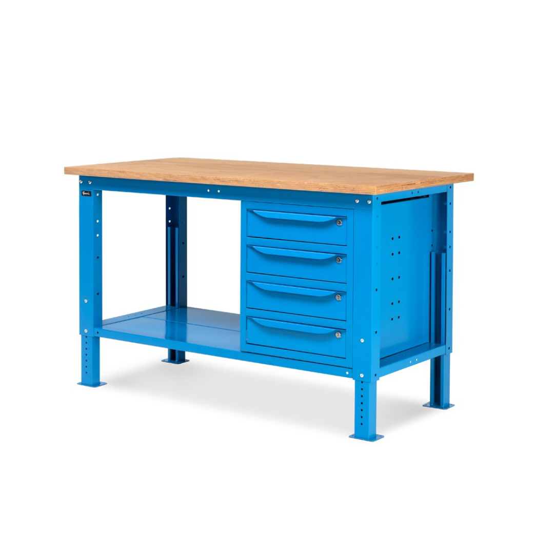 WORK15, Banco da lavoro con 1 armadio a cassetti con 4 cassetti