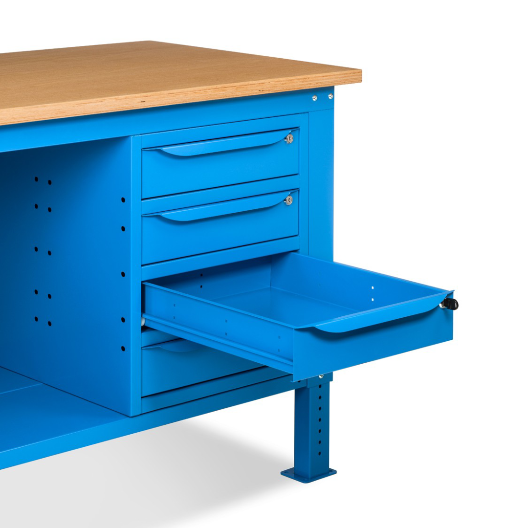 WORK15, Banco da lavoro con 1 armadio a cassetti con 4 cassetti