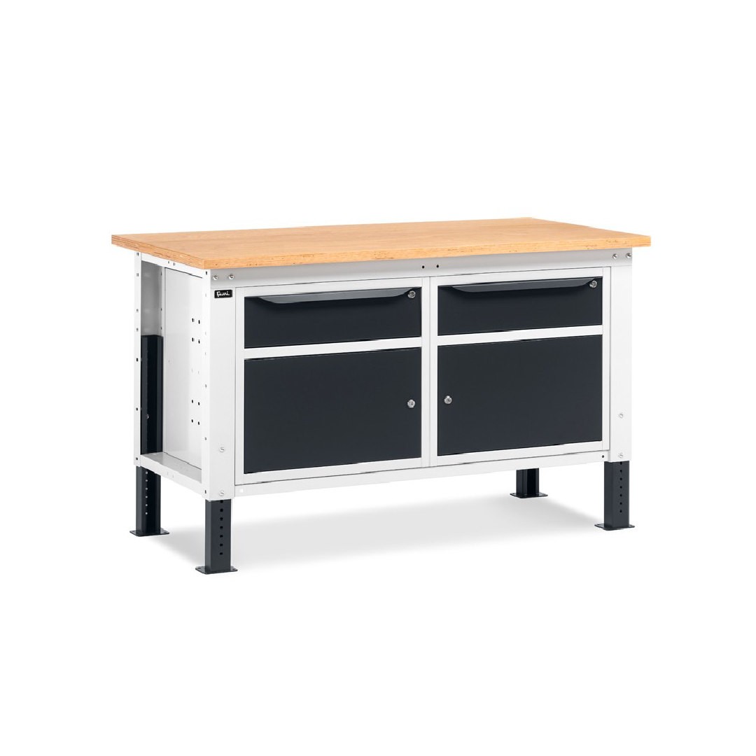 WORK15, Banco da lavoro con 2 armadi con 1 cassetto e porta