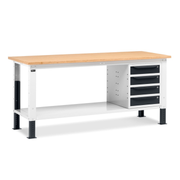 WORK20, Banco da lavoro con 1 armadio a cassetti con 4 cassetti