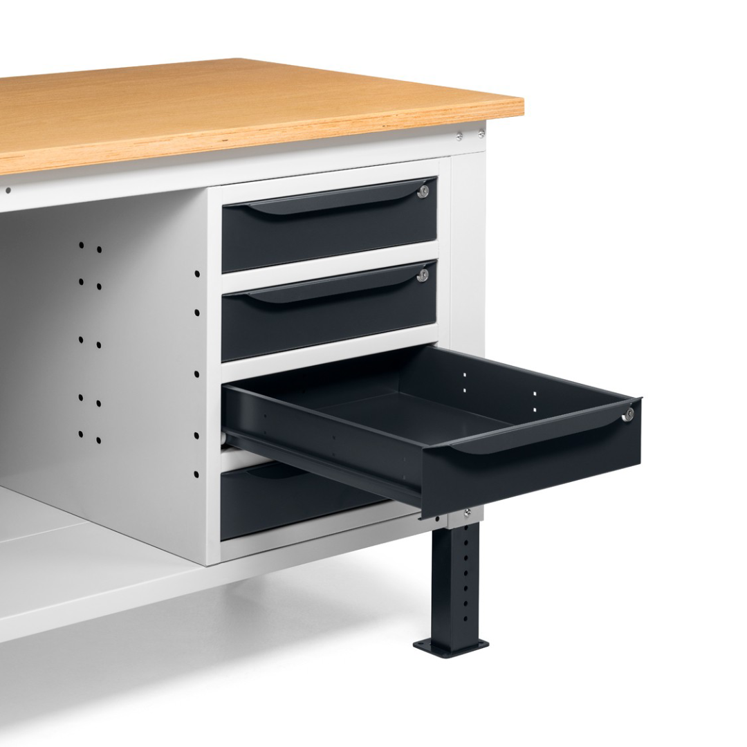 WORK20, Banco da lavoro con 1 armadio a cassetti con 4 cassetti