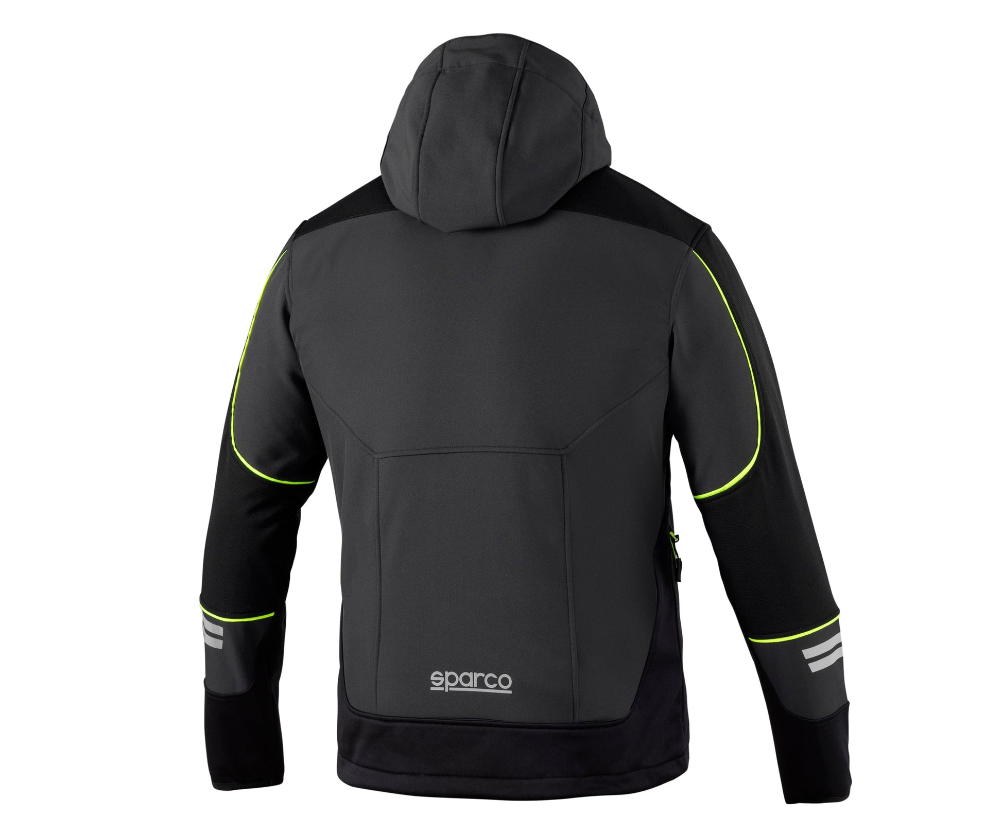 YORK grigio/giallo - Giacca softshell da lavoro con cappuccio