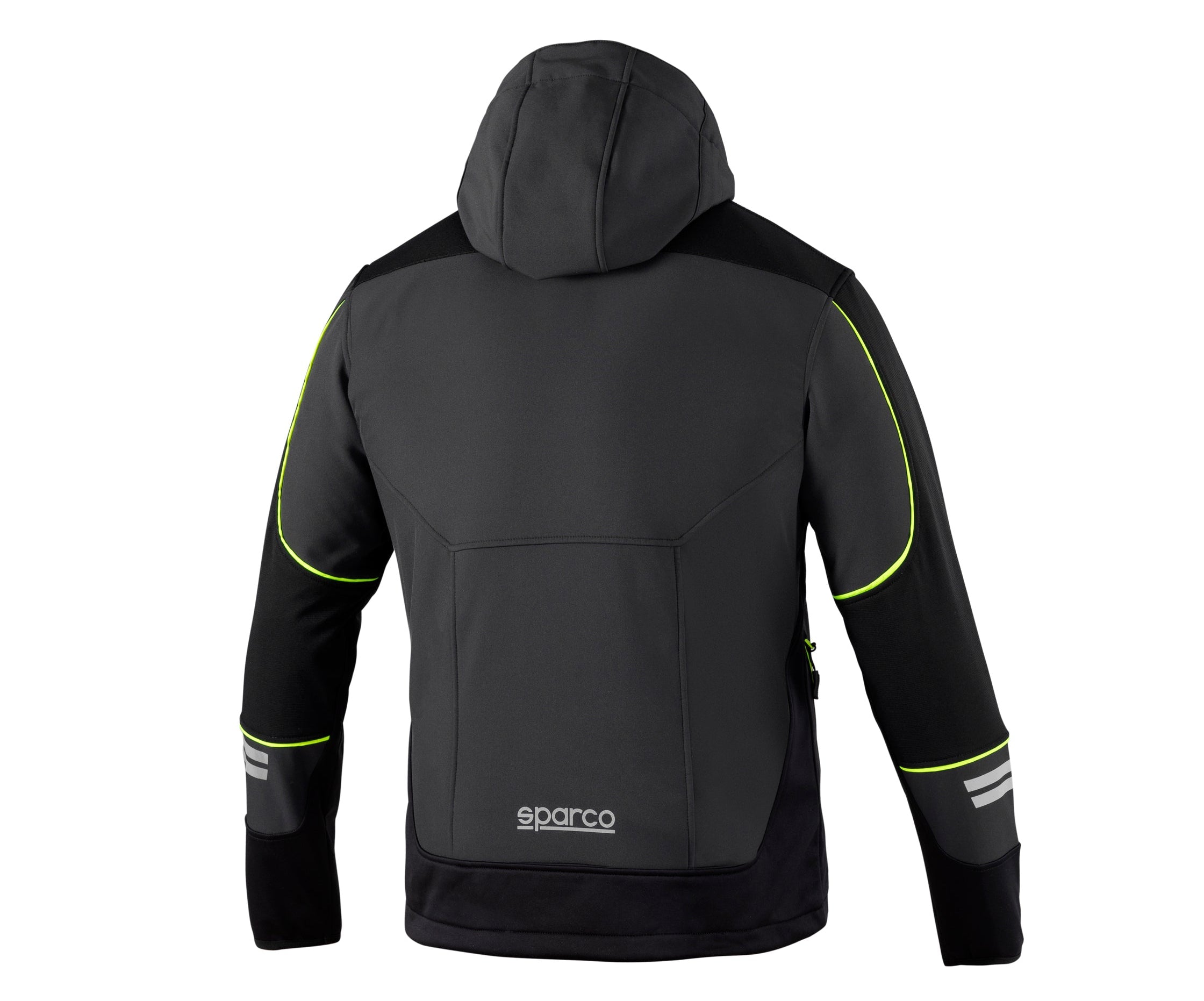 YORK grigio/giallo - Giacca softshell da lavoro con cappuccio