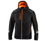 YORK nero/arancione - Giacca softshell da lavoro con cappuccio