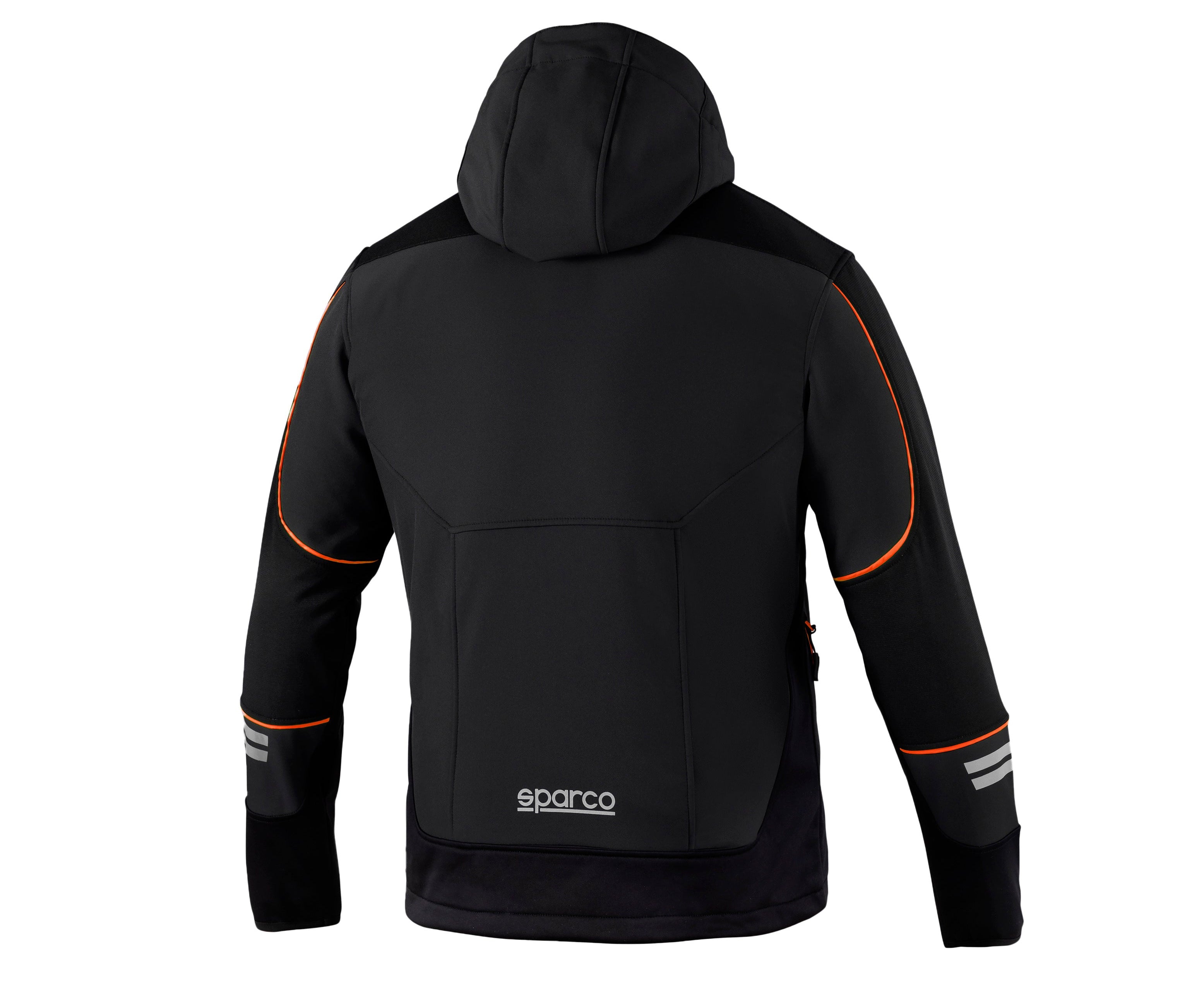 YORK nero/arancione - Giacca softshell da lavoro con cappuccio