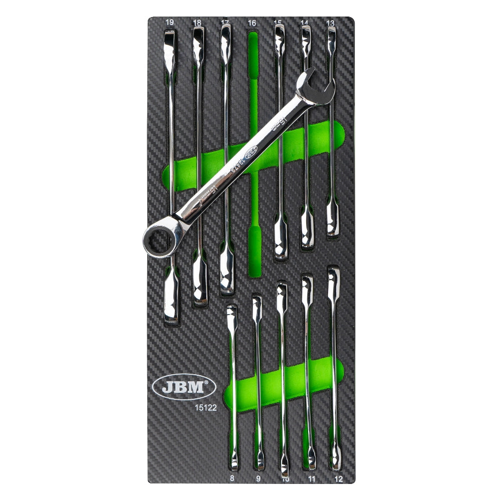 Set di 12 chiavi a cricchetto in vassoio in carbonio eva