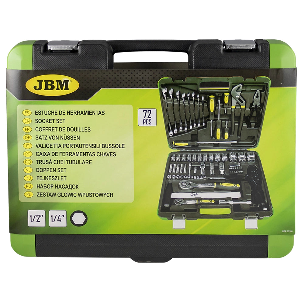 Valigetta portautensili con 72 pezzi (bussole esagonali)