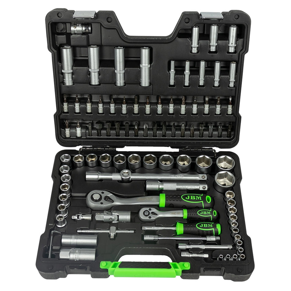 94-piece tool case with satin hex sockets