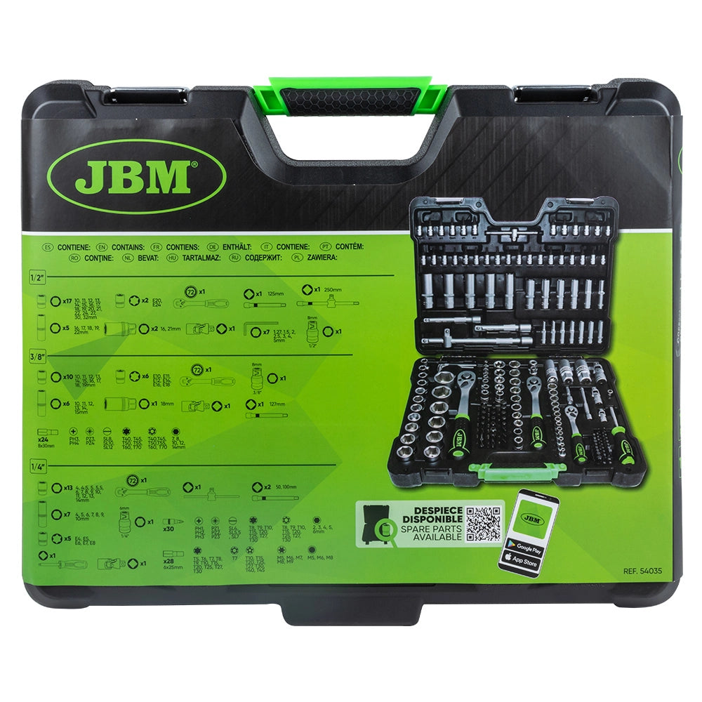 Valigetta portautensili da 179 pezzi con bussole esagonali satinate