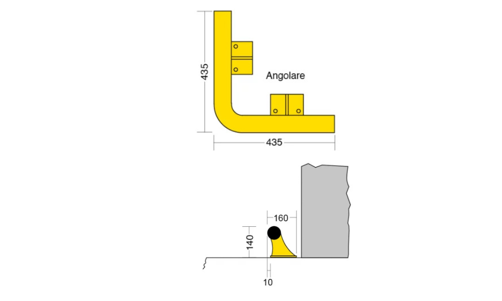 Separatore angolare tubolare - 435 x 435 x 140h mm