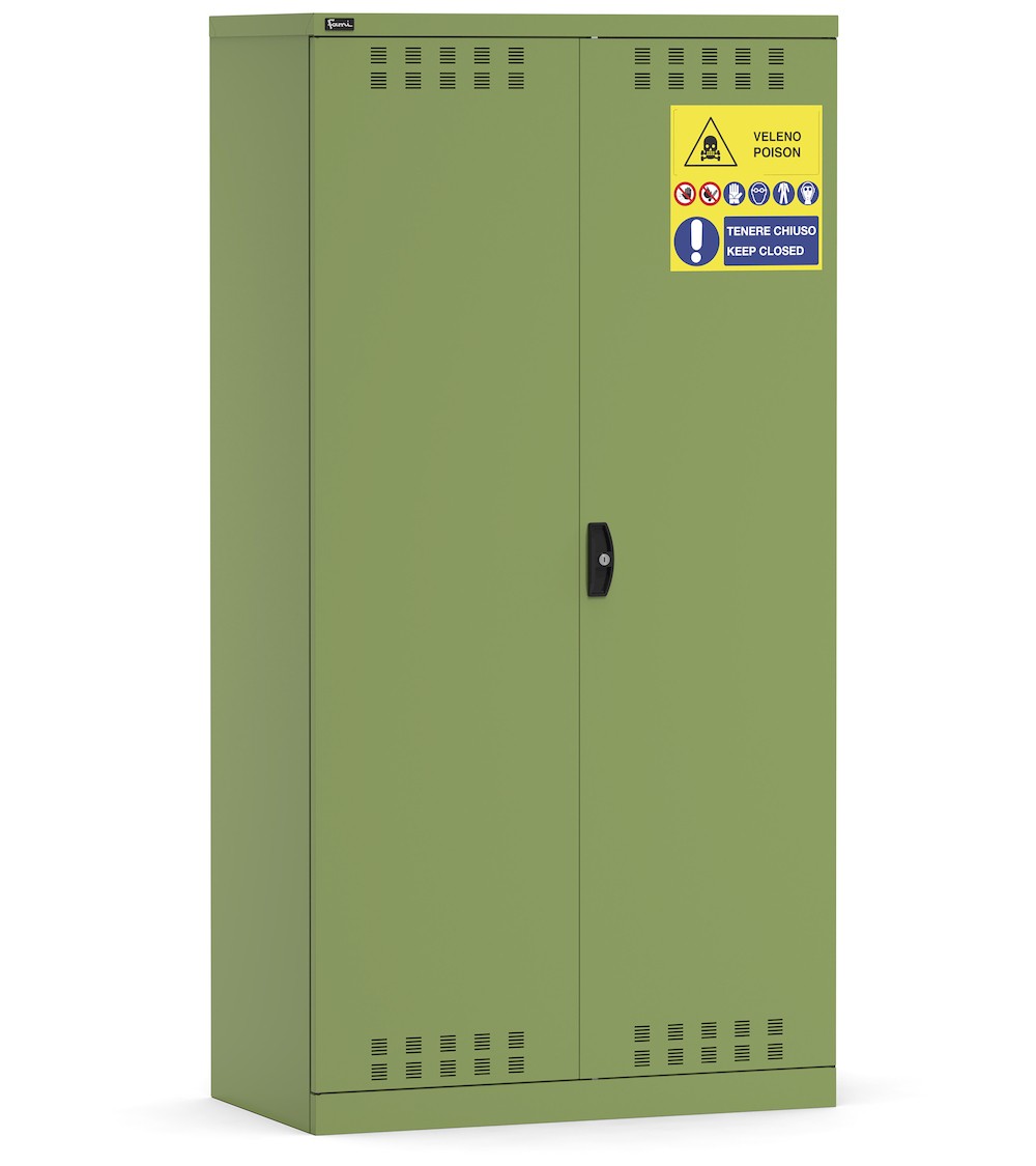 Pesticide cabinet, 4 internal tanks, L1023 x D555 x H2000 mm, PERFOM14057