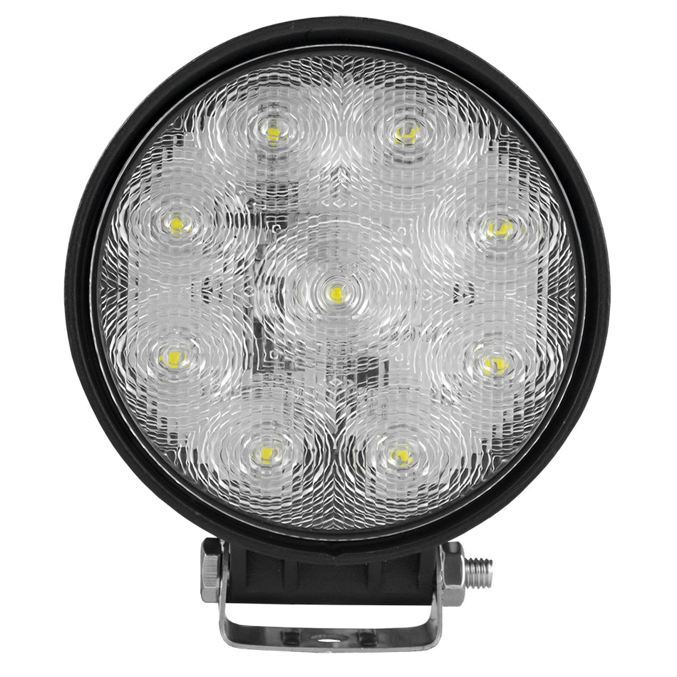 Round work light with diffuse or concentrated light