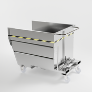 Tipping bucket with wheels with 1000 lt capacity in stainless steel