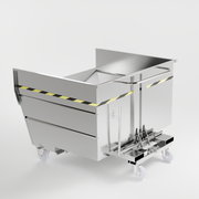 Tipping bucket with wheels with 1600 lt capacity in stainless steel