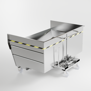 Tipping bucket with wheels with 2000 lt capacity in stainless steel