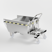 Tipping bucket with wheels with 300 lt capacity in stainless steel
