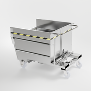 Tipping bucket with wheels with 750 lt capacity in stainless steel
